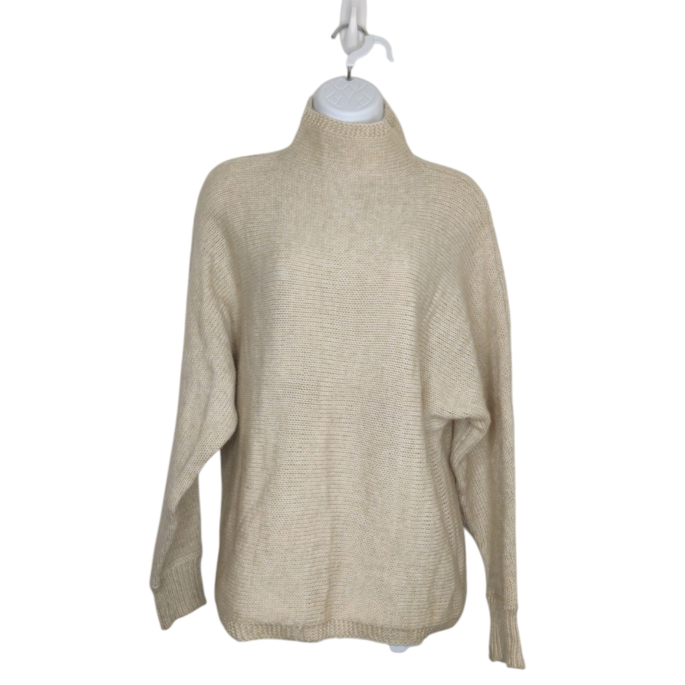 Max Studio Knit Mock Neck Sweater Women's Size Medium Beige Shirt